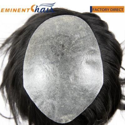 Custom Injected Transparent PU All Over Remy Human Hair Male Hairpiece