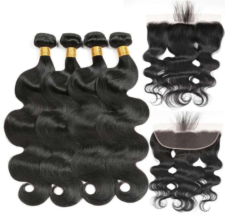 Remy Human Hair Extension Body Wave Hair Bundles with Frontal