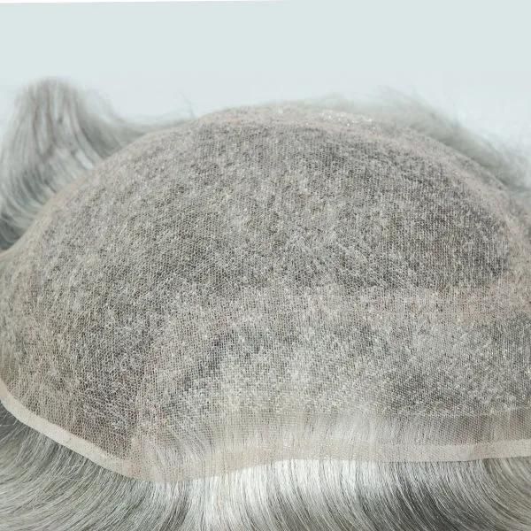 Grey Hair French Lace Natural Looking Toupee