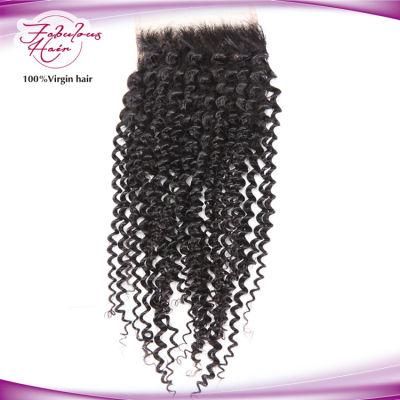 4*4 Kinky Curly Brazilian Natural Human Virgin Hair Lace Closure