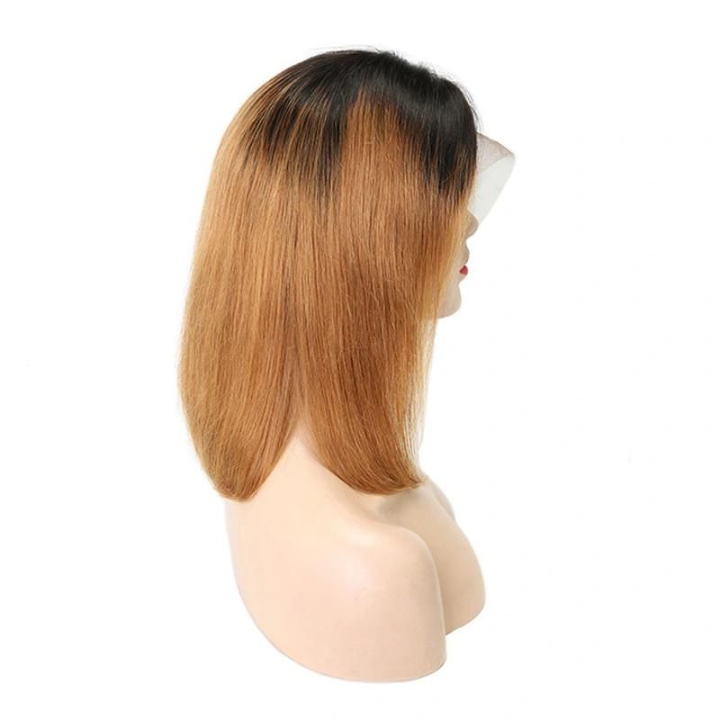 Remy Hair Short Bob Straight T1b30 Brown 13*4 Transparent Lace Frontal Human Hair Wig Bob Short Hair Women Human Hair 150% Density with 10inch