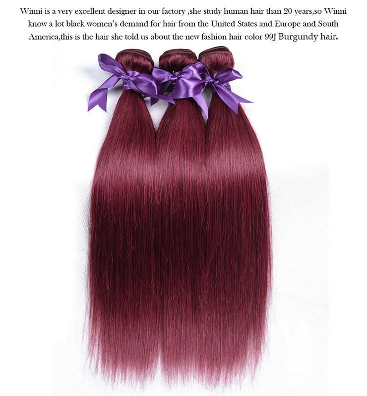 Brazilian Hair Weave Virgin Human Hair Burgundy 99j Wholesale Price