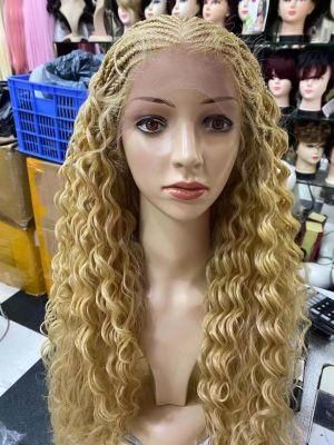 Long Synthetic Wigs Blonde Braided Glueless Braided Wig Handmade Braided Lace Front Wig