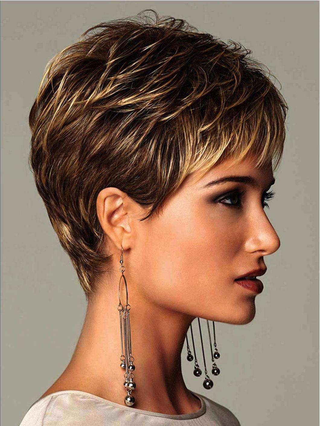 Wig for Women Synthetic Short Straight Hair with Bangs Natural Light Gold Daily Use Heat Resistant Fiber Wigs