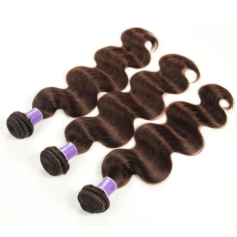 Brazilian Body Wave Hair Bundles 100% Human Hair Weave Natural Color #4 Brown Remy Hair Extension Colored Weave