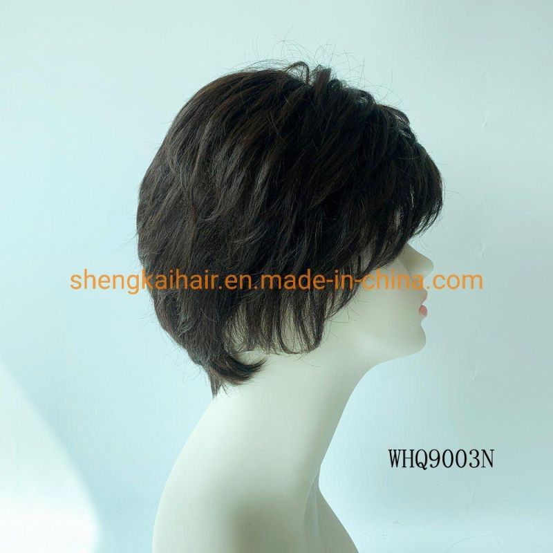 Wholesale Handtied Human Hair Synthetic Hair Mix Lady Hair Wigs