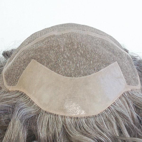 Lw644: Human Hair Custom Made Mono Base Curly Grey Brazilian Hair