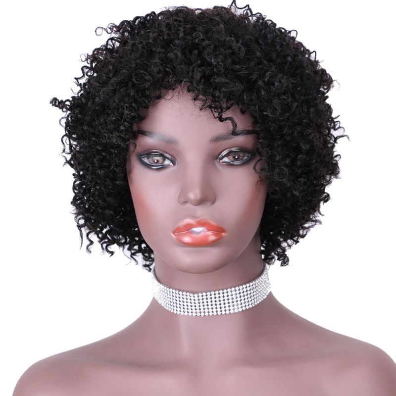 Kbeth Afro Kinky Curly Wig with Bangs Full Machine Made Scalp Top Wig 200 Density Remy Brazilian Short Curly Human Hair Wigs Wholesale