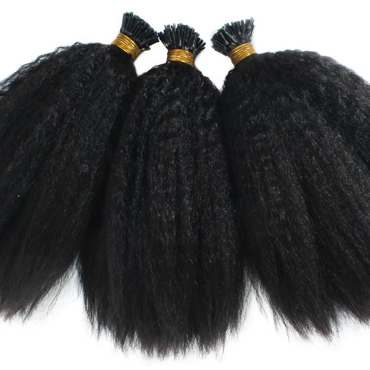 Wholesale 12A Raw Cuticle Aligned Human Hair Yaki Straight I Tip Hair Extension