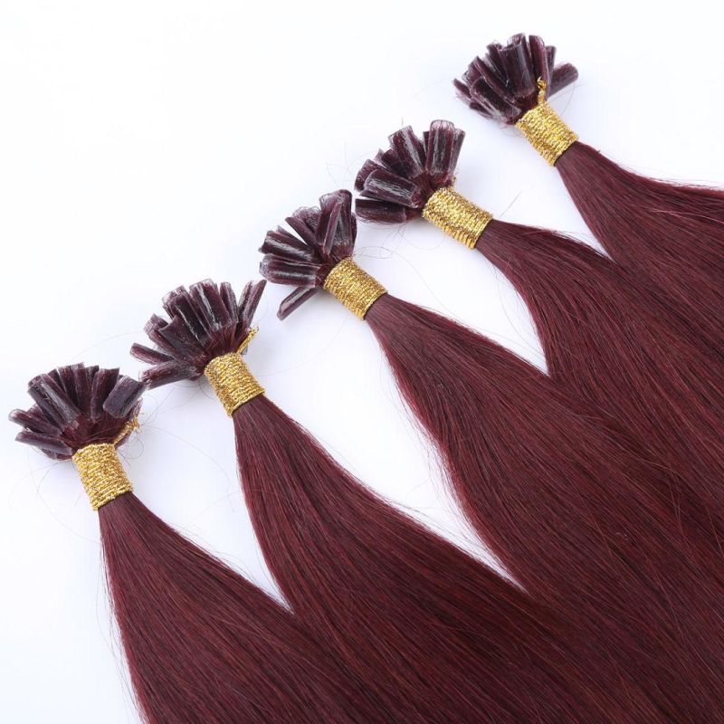 U/Nail Tip Hair Extensions Light Golden Brown Hair Extensions-Best-Virgin-Remy-Human-Hair-Silver-Grey-Silk-Straight-Factory-Price