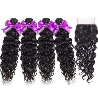 Brazilian Water Wave Bundles with Closure Remy Hair Lace Frontal with Bundles Human Hair Bundles with Frontal
