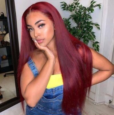 Burgundy Straight Human Hair Wigs Colored 99j Lace Wigs
