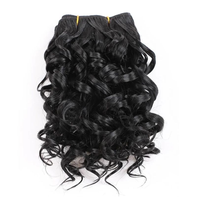 Peruvian Curly Bundles Jerry Curl Double Drawn Human Hair Remy Hair Natural Black Colored Hair Extension