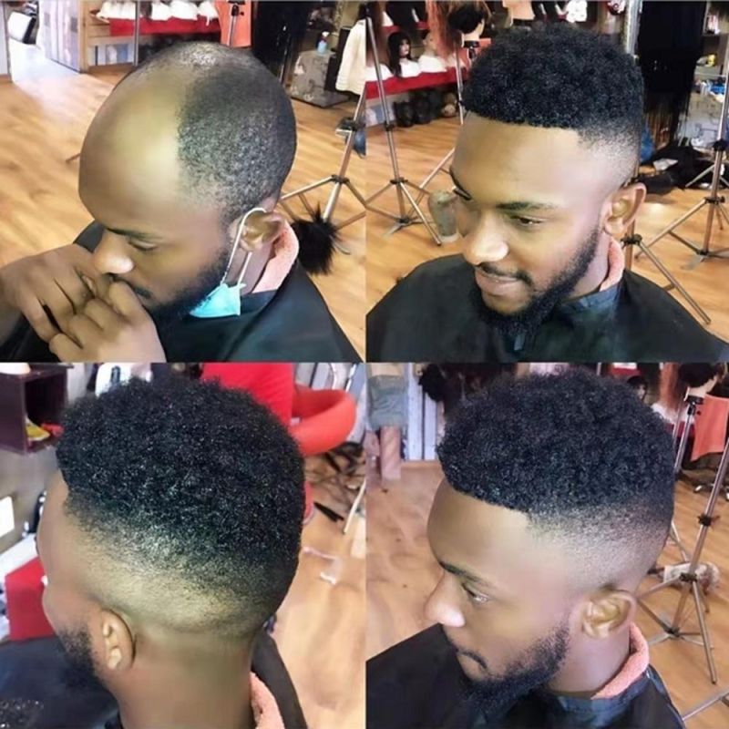 Kbeth Afro Hair Replacement for Man Bring You Good Treatment Afro Short Fashion Transparent Lace Good Looking Mens Be Cool and Confident Again Toupees Supplier