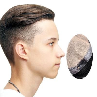 Kbeth MD Mixed Gray Transparent Toupee Wig Topper Human Hair for Black Men Hair Wigs Replace System From China Factory