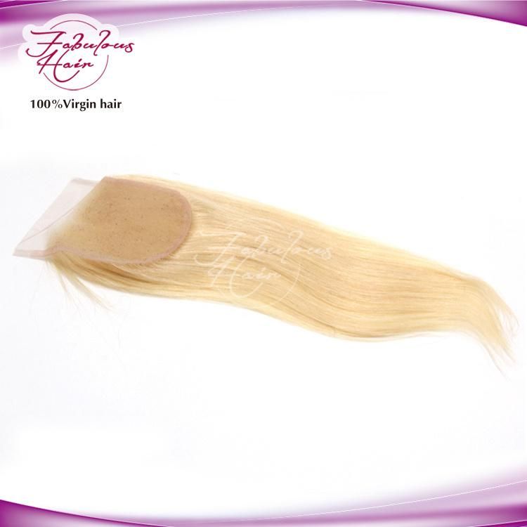 Chinese Virgin Hair 16 Inch Blonde 613 Lace Closure Straight