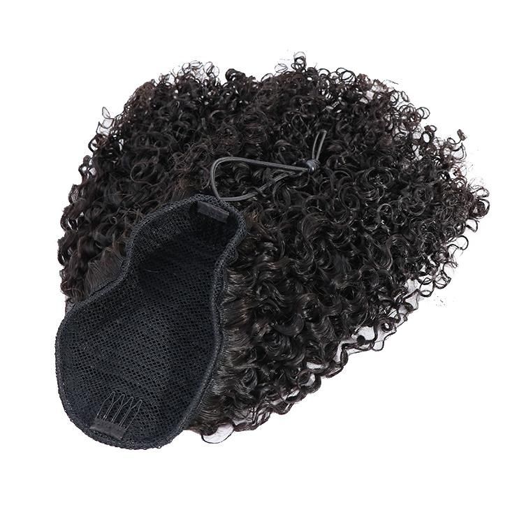 100% Human Raw Hair Kinky Curly Ponytail Drawstring Hair Extensions