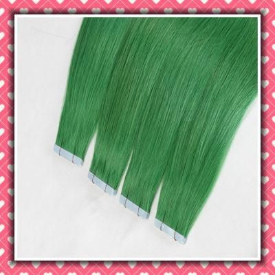 Top Quality Virgin Hair Skin Weft Silky 20inches Green Color