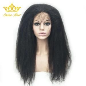 130% Density Closure/Frontal Wigs Full Lace Wigs of Kinky Straight Texture in #1b Color