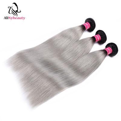 Factory Price Ombre 1b/Grey Brazilian Hair Natural Straight