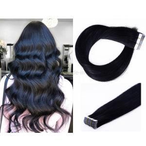 Hot Sale No Shedding #1 Double Drawn Colorful Brazilian Tape Human Virgin Natural Hair Extensions