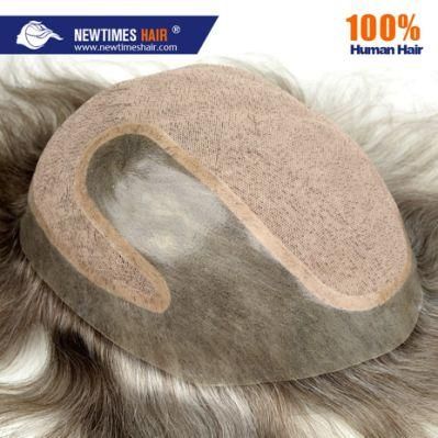 Silk Top with Injected PU Parting and Around Men Toupee