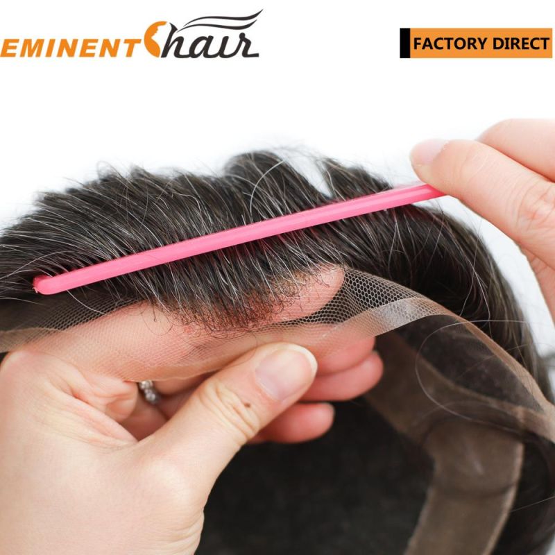 Factory Direct Natural Hairline Lace Front Indian Hair Men′s Hairpiece