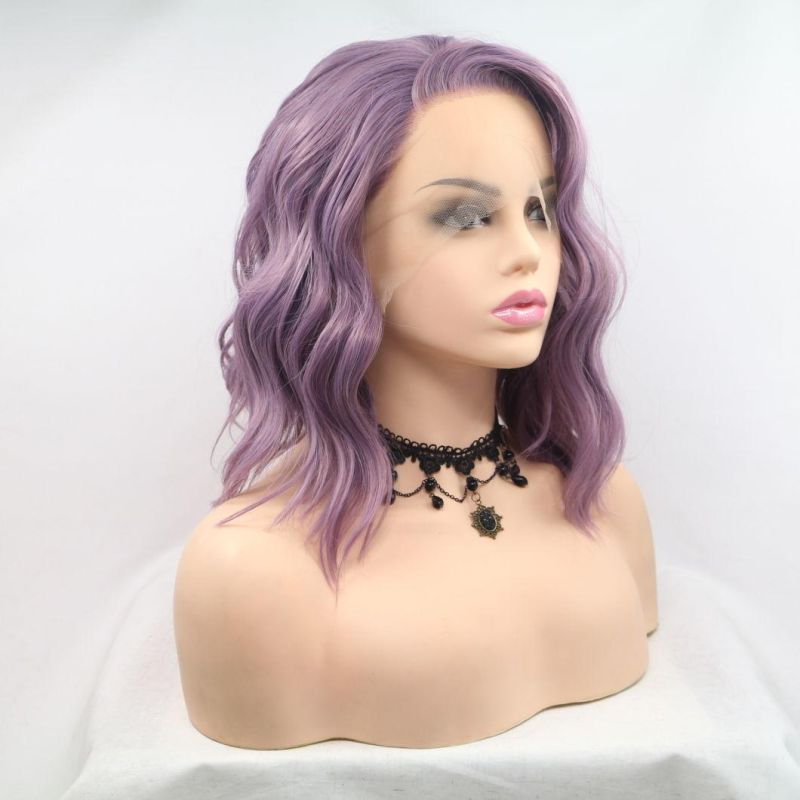 Synthetic Lace Front Wig Purple Hair Synthetic Body Wave Wig