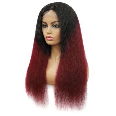 Kbeth Long Human Hair Wig Kinky Curly for Black Women Red Back Color 2021 Fashion 100% Remy Virgin Hair Full Lace Wigs China Factory Wholesale