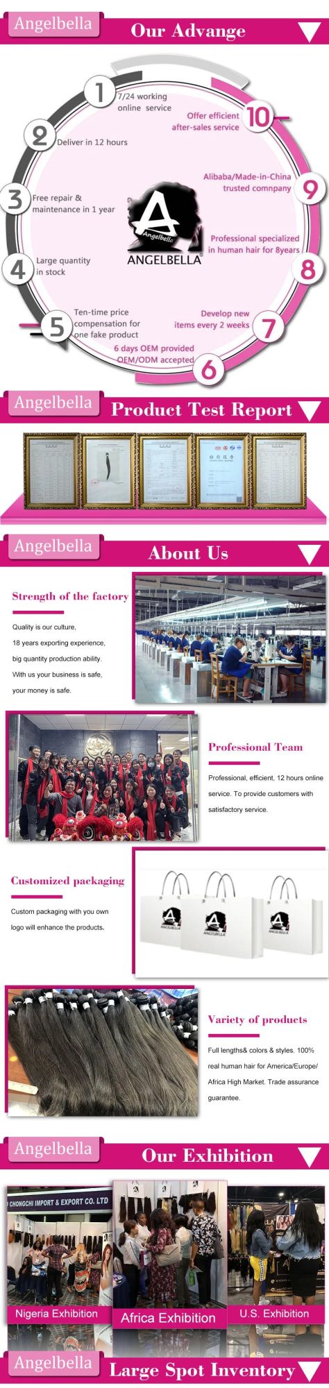 Angelbella Hotsales Human Hair Weft Pink/Green/Purple Chinese Remy Hair Weave