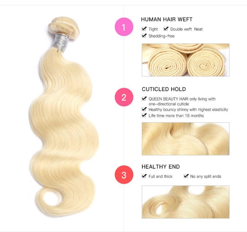 Wholesale 613 Blonde Hair Weave 8-30 Inch Remy Weft Brazilian Body Wave Human Hair 3PCS/Lot Bundles
