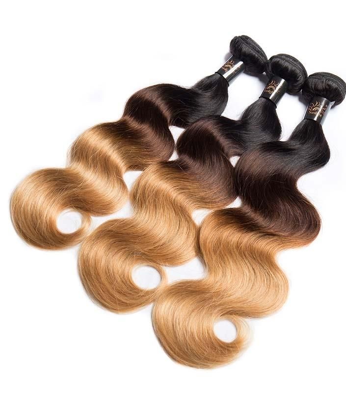 Sunlight Color 1b/4/27 Virgin Brazilian Silky Body Wave Human Hair