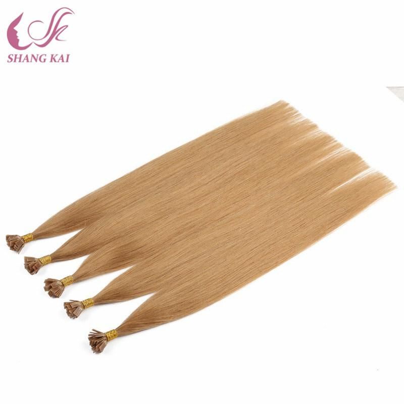 China Human Hair Raw Indian Hair Honey Blonde Pre Bonded Keratin Flat Tip Virgin Hair Bundles