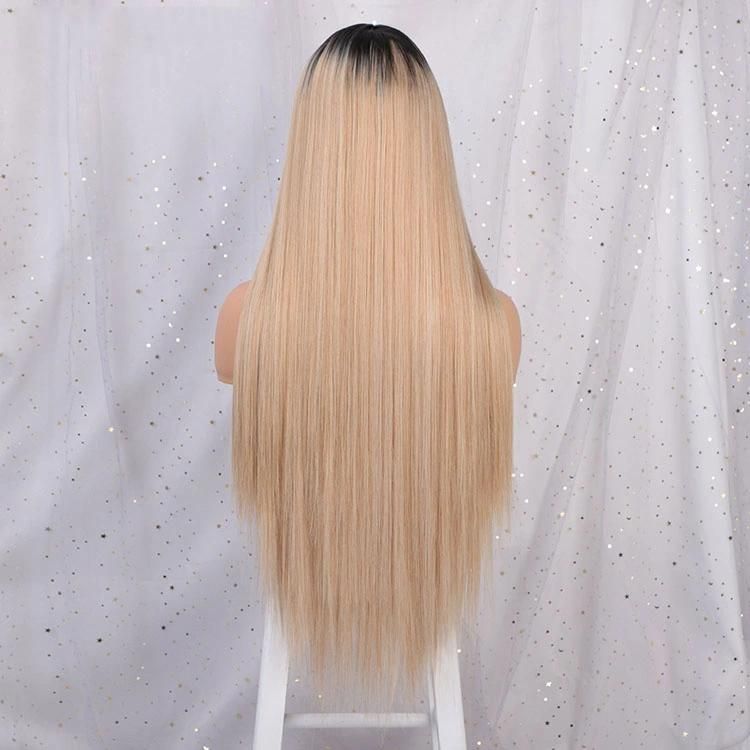 Wholesale 28inch Ombre Blond Synthetic Long Straight Lace Wigs