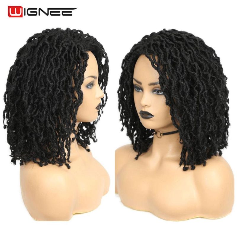 Short Soft Black Synthetic Wigs Faux Loose Dreadlock Dreads Braiding Crochet Twist Fiber for Black Women Daily Hair Wig