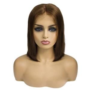 High Quality Color #4 Short Bob 180% Density Human Full Lace Straight Hair Wig