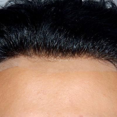 French Lace with Good Bleaching on Front Natural Hairline Men Toupee
