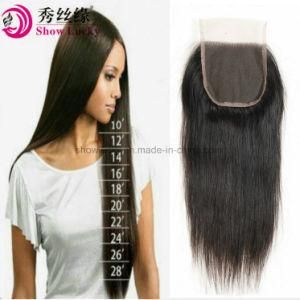 Fashion Hair Products Wholesale Remy Peruvian Human Hair Closure 4*4 Top Lace Closure Silky Straight Bleached Knots