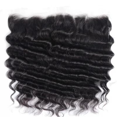 12inch Brazilian Loose Deep Wave 13X4 Lace Frontal 100% Unprocessed Human Virgin Hair Loose Deep Curly Natural Color