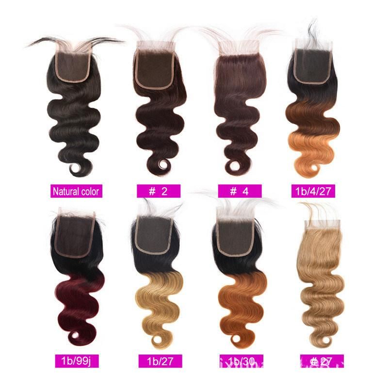 Free Part Hair Closure Middle Part Human Hair, Hand Tied Human Hair Wig, 4*4 Lace Human Hair Closure Natural Color Hair