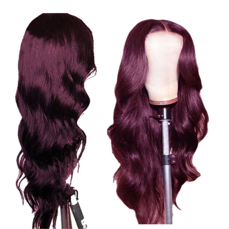 Body Wave 13X4 Lace Front Human Hair Wig for Women 150% Density Virgin Hair Wig Ombre Red