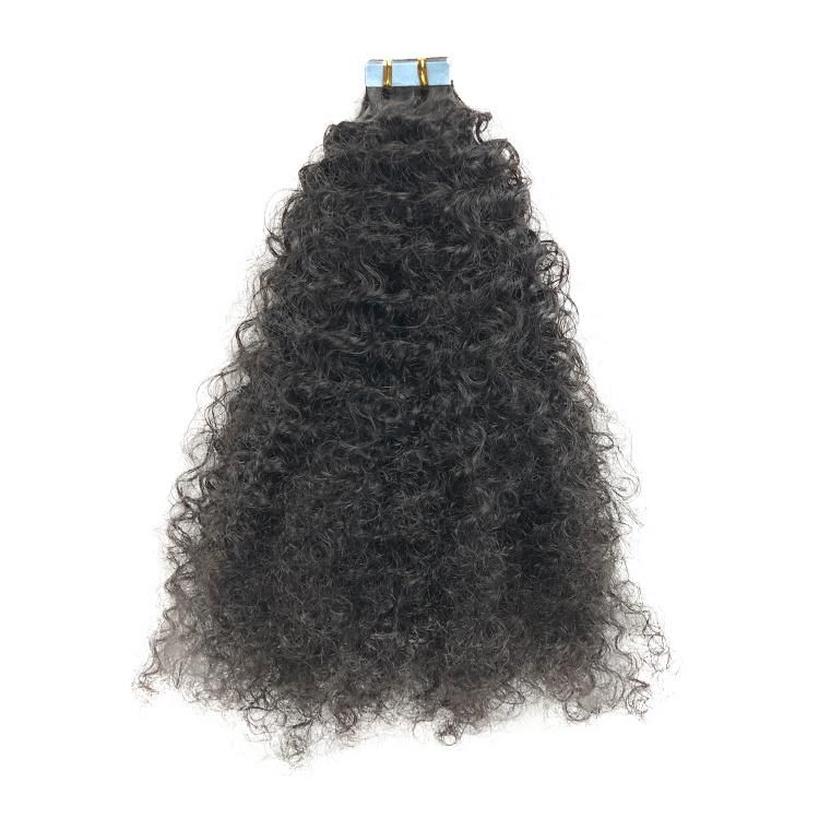 Wholesale Double Drawn Kinky Curly Remy Virgin Brazilian Tape in Human Hair Extensions