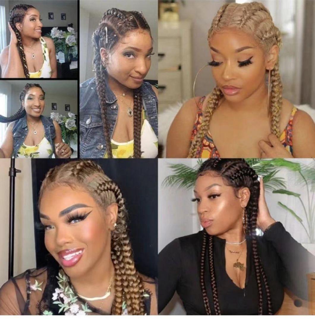 Wig Braided for Women Wholesale African Synthetic Micro Braided Lace Front Wig Cornrow Hair Braided Wigs for Black Women