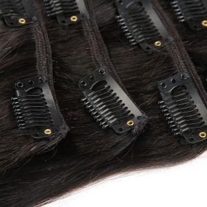 Brazilian Straight 100% Human Hair Unprocessed Natural Black Clips in Human Hair
