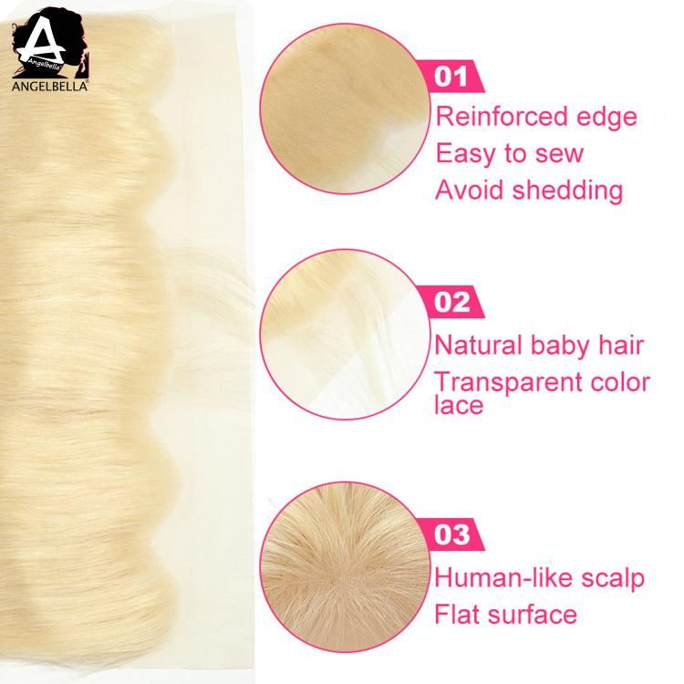 Angelbella Silky Straight 100% Virgin Human Hair Frontal 613# 13X4 Swiss Lace Frontal