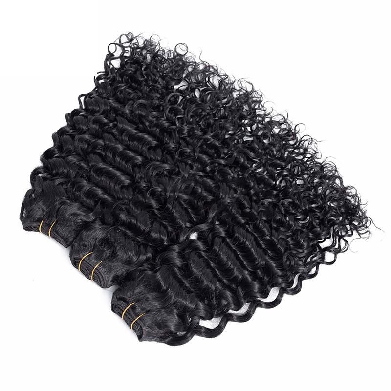 Double Drawn Virgin Remy Hair Extension Deep Wave Weave Brazilian Hair Bundles