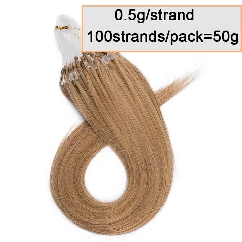 1b# off Black 22" 0.5g/S 100PCS Straight Micro Bead Hair Extensions Non-Remy Micro Loop Human Hair Extensions Micro Ring Extensions