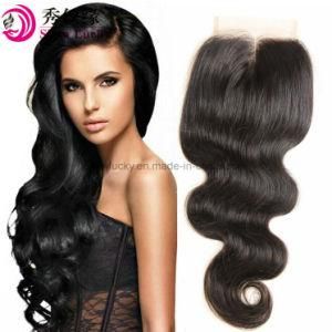 Queen Hair Lace Closure Wholesale 4X4 Middle Part Cheap Lace Closure Stock Body Wave Peruvian Virgin Human Hair Silk Top Closures Pieces