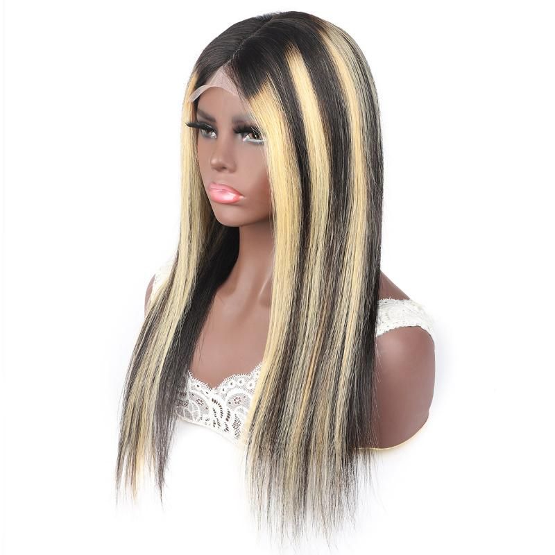 4X4 Lace Frontal Wig Silky Straight Ombre Human Hair Wigs #1b/613