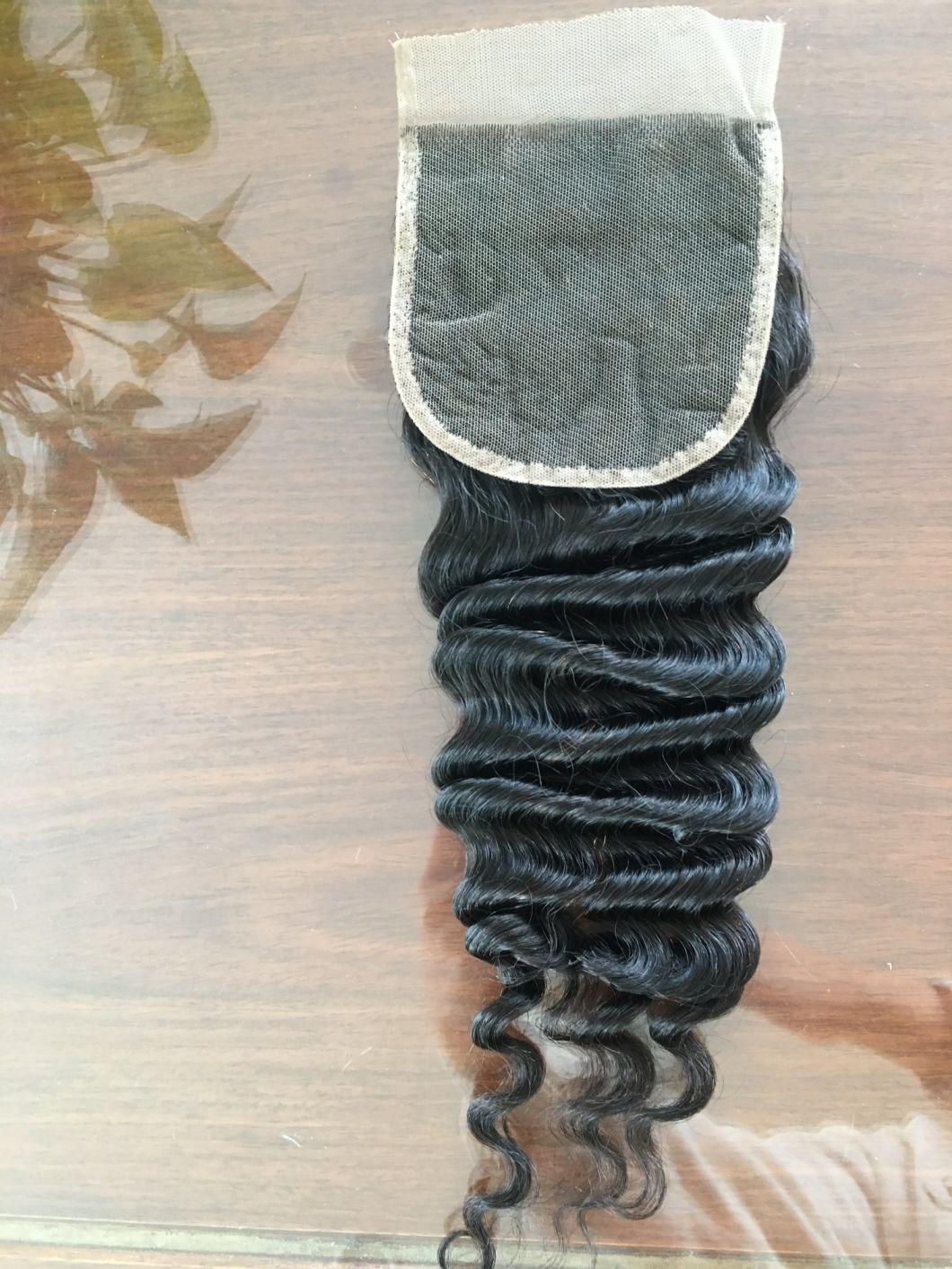 Hot Sell Deep Wave Hand Made Lace Closure Hair Extension